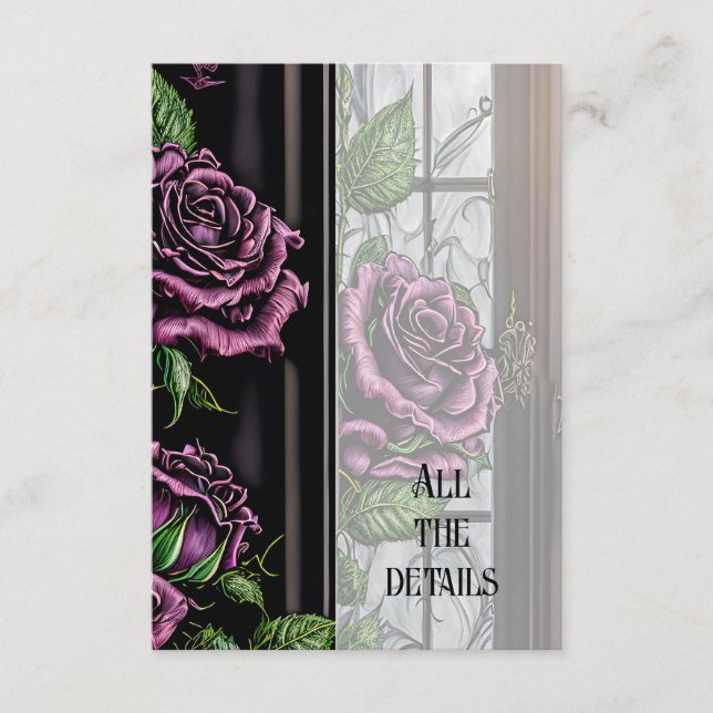 Purple roses by the window - gothic style enclosure card (Front)