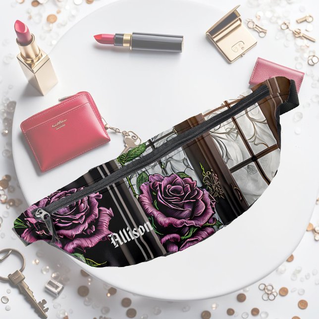 Purple roses by the window - gothic style fanny pack (Creator Uploaded)