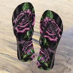 Purple roses by the window - gothic style flip flops<br><div class="desc">These flip flops feautures a beautiful purple roses on a window. Cool gothic design! Perfect for a gothic beach wedding - custom text!</div>