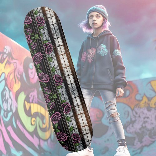 Purple roses by the window _ gothic style  skateboard