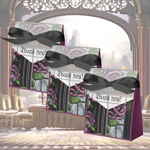 Purple roses by the window _ gothic style wedding  favor boxes