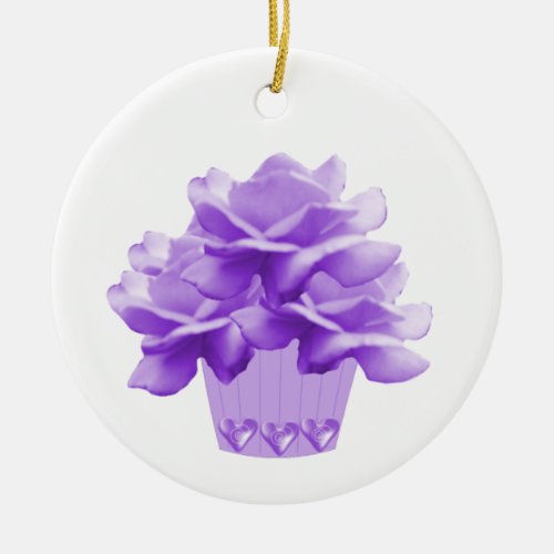Purple Roses Ceramic Ornament