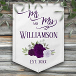 Purple Roses Elegant Boho Mr. & Mrs. Wedding Pennant<br><div class="desc">This pennant flag is beautiful, stylish, and fun. Designed to celebrate the newlyweds, it features an elegant boho chic design with a cluster of hand painted watercolor roses in shades of purple, lavender, and plum. The text reads: Mr. and Mrs. with the couple's last name as well as a cute...</div>