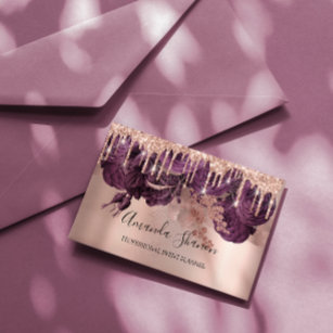 Purple Roses Elegant Drips Logo Event Planner Business Card