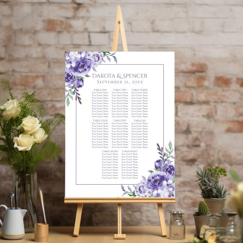 Purple Roses  Elegant Floral 10 Top Seating Chart