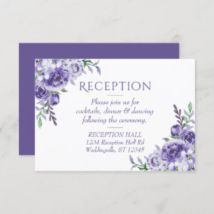 Purple Roses Elegant Floral Reception Enclosure RSVP Card