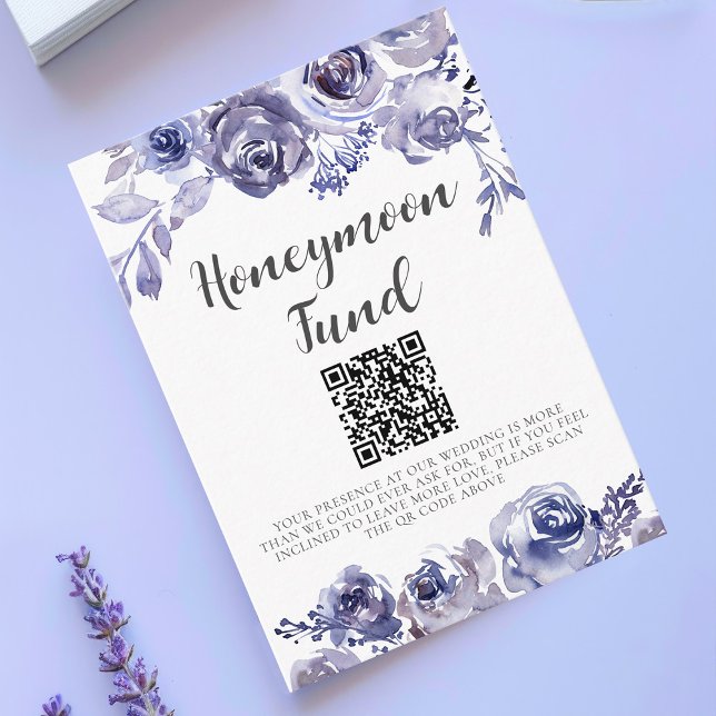 Purple Roses Elegant Floral Wedding Honeymoon Fund Enclosure Card (Creator Uploaded)