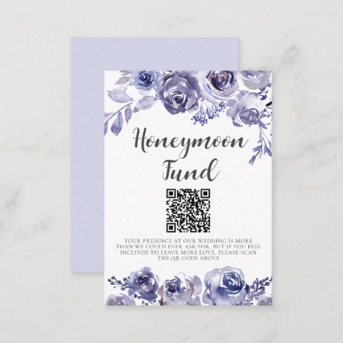 Purple Roses Elegant Floral Wedding Honeymoon Fund Enclosure Card