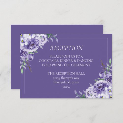 Purple Roses  Elegant Violet Floral Watercolor Enclosure Card