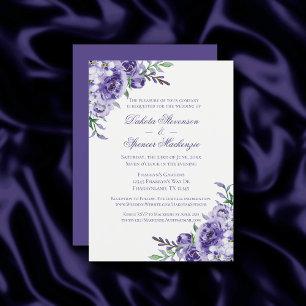 Purple Roses Elegant Watercolor Floral Boho Invitation