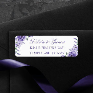 Purple Roses Elegant Watercolor Return Address Label