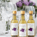 Purple Roses Elegant Wedding Thank You Mini Wine Label<br><div class="desc">These beautiful miniature wine labels are perfect as wedding favors, or for thanking members of your bridal party. The rustic boho chic design features a cluster of hand painted watercolor roses and foliage in shades of dusty purple, plum, and lavender. The text uses a hand written script font and reads...</div>