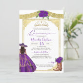 Purple Roses Elegant Western Charro Quinceanera Invitation (Standing Front)