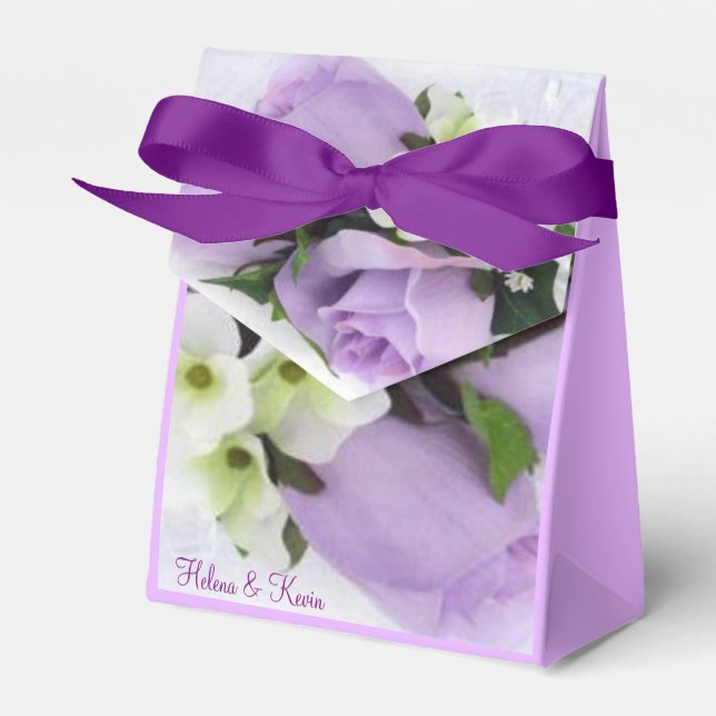 Purple Roses Favor Boxes (Front Side)