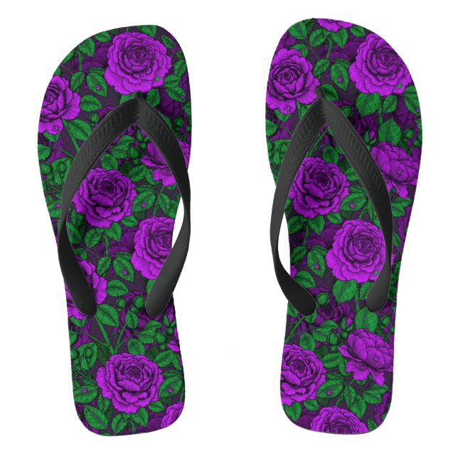 Purple roses flip flops (Footbed)
