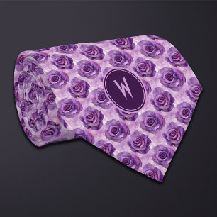Purple Roses Floral  Neck Tie