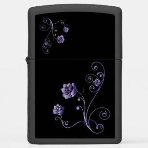 Purple Roses Flowers Zippo Lighter