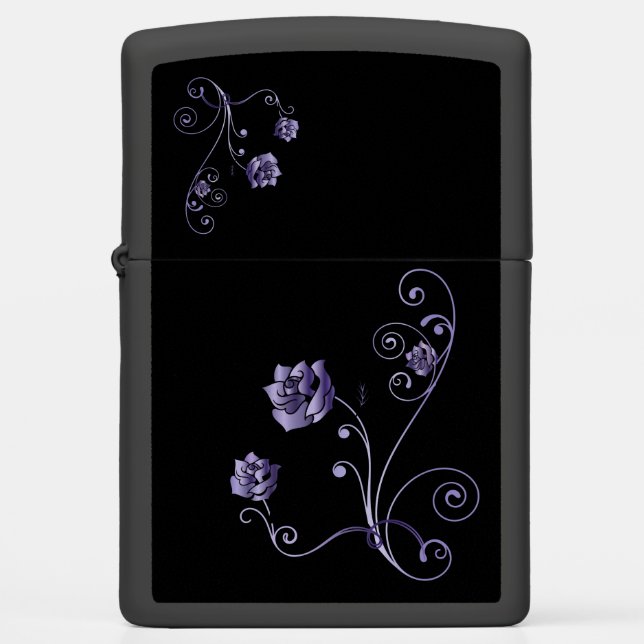 Purple Roses Flowers Zippo Lighter (Front)