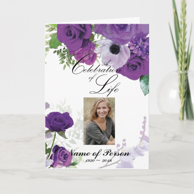 Purple Roses Funeral Program (Front)