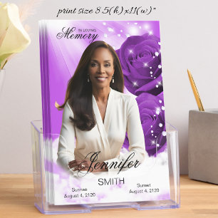 Purple Roses Funeral Program Purple Roses Obituary Brochure