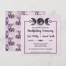 Purple Roses Handfasting Wicca Wedding Moon Invite
