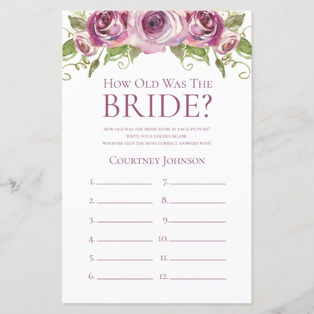 Purple Roses How Old Was The Bride (Front)