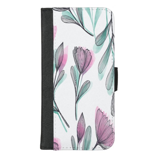 Purple roses iPhone wallet case (Front)