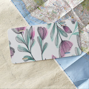 Purple roses license plate