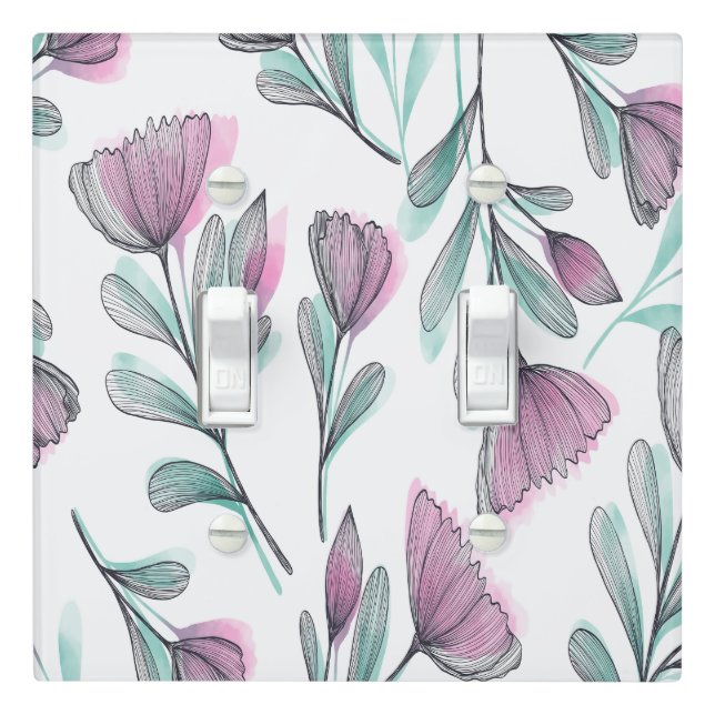 Purple roses light switch cover (In Situ)