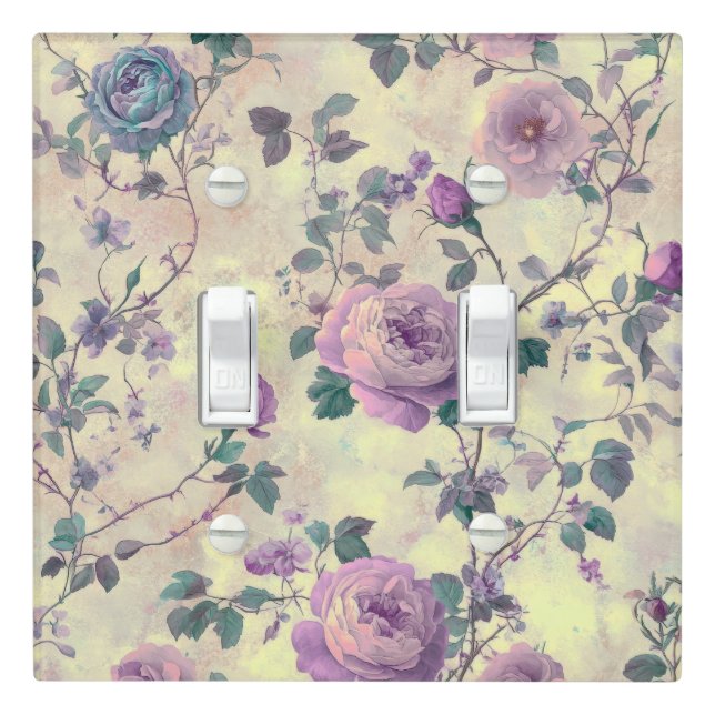 Purple Roses Light Switch Cover (In Situ)