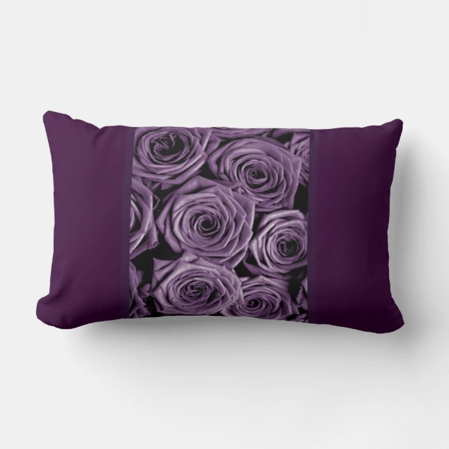 Purple Roses Lumbar Pillow (Front)
