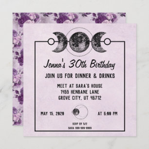 Purple Roses & Moons Fantasy Birthday Invites