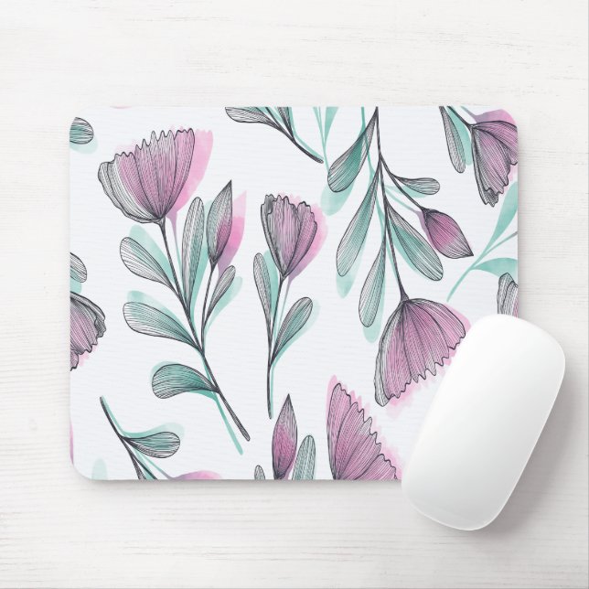 Purple roses mouse pad (With Mouse)