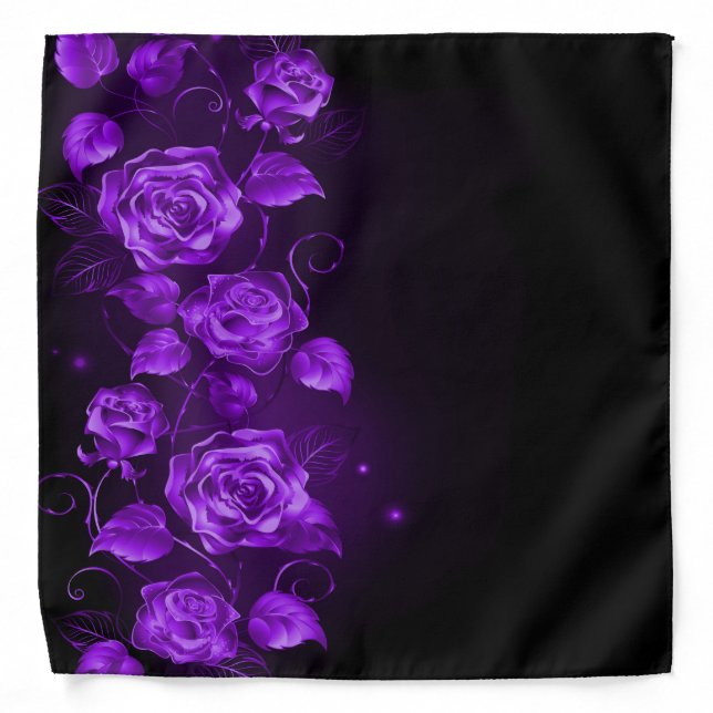 Purple roses on black and purple bandana (Front)