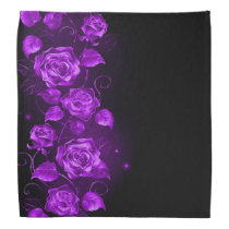Purple roses on black and purple bandana Purple roses on black and purple bandana