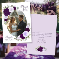 Purple Roses Oval Photo Writable Back Wedding