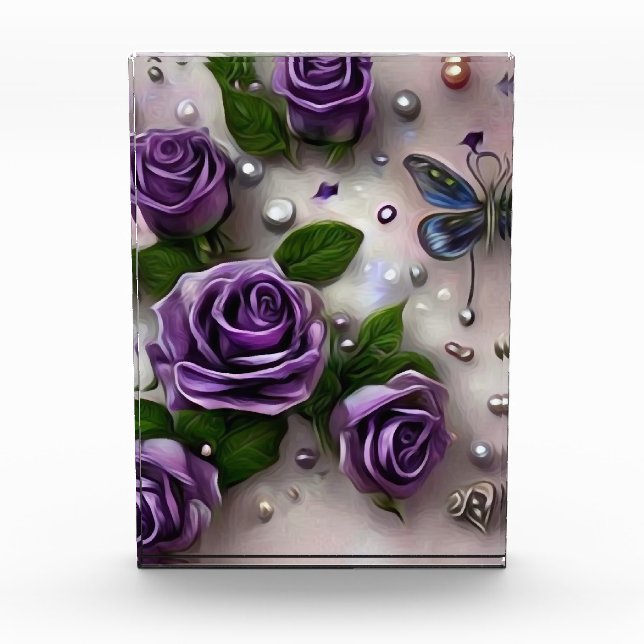 Purple Roses & Pearls Photo Block (Front)