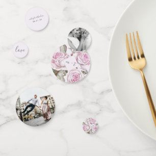 Purple Roses Photo and Name Wedding Confetti