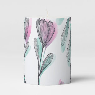 Purple roses pillar candle