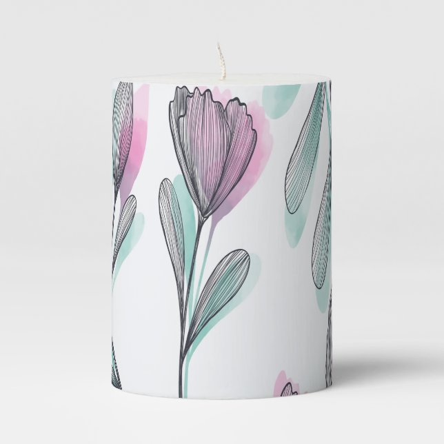 Purple roses pillar candle (Front)