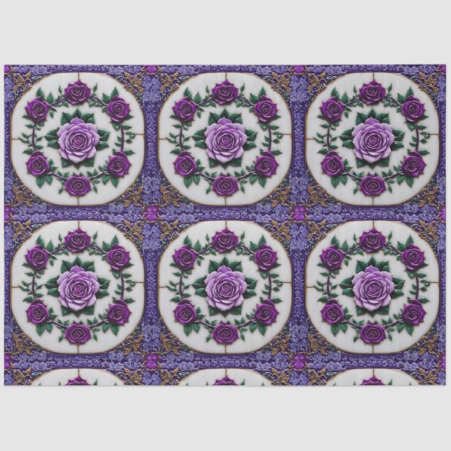 Purple Roses Popular Beautiful Collection Tissue Paper (Front)