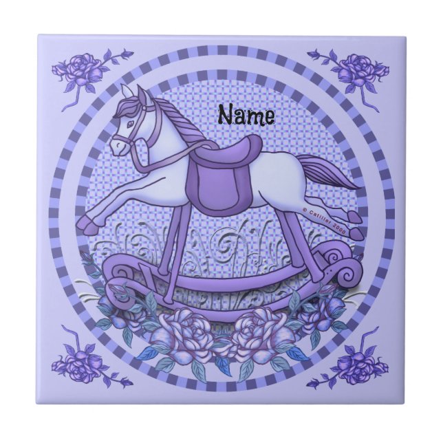Purple Roses Rocking Horse tile  (Front)