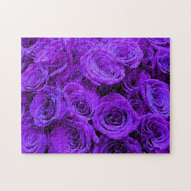 Purple  roses - romantic floral photo jigsaw puzzle (Horizontal)