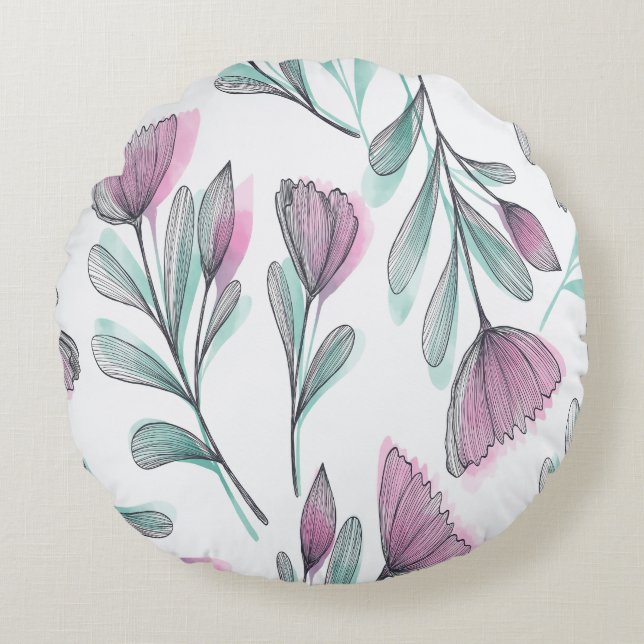 Purple roses round pillow (Front)