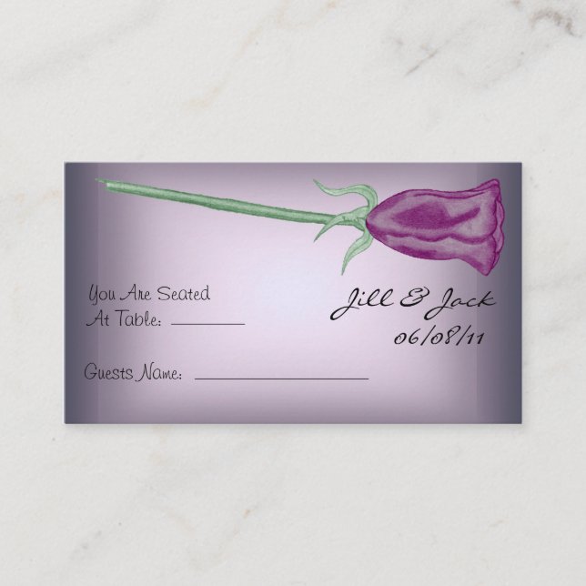 Purple Roses Seating Cards (Front)