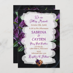 Purple Roses, Steampunk Wedding Invitation