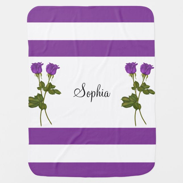 Purple Roses Swaddle Blanket (Front)