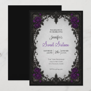 Purple Roses Sweet 16 Birthdy Invitation
