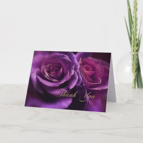Purple Roses Sympathy Thank You Card