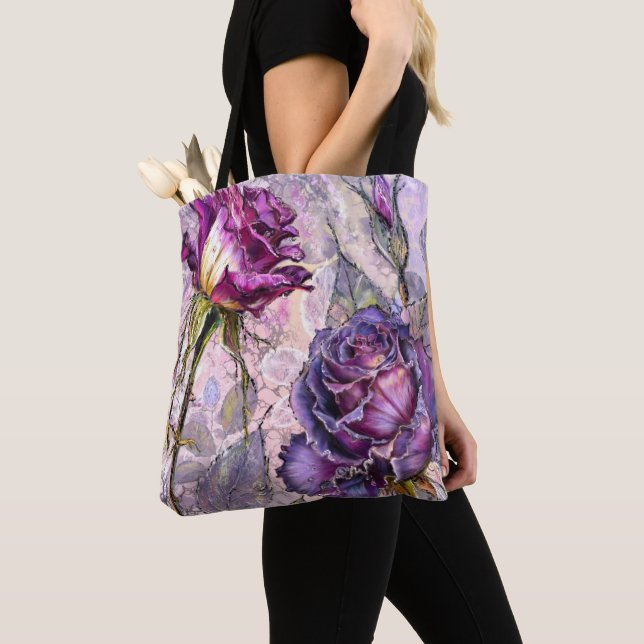 Purple Roses Tote Bag (Close Up)